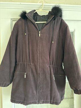 Bromley Sport Thermoloft Parka L | Eggplant, Detachable Faux Fur Hood